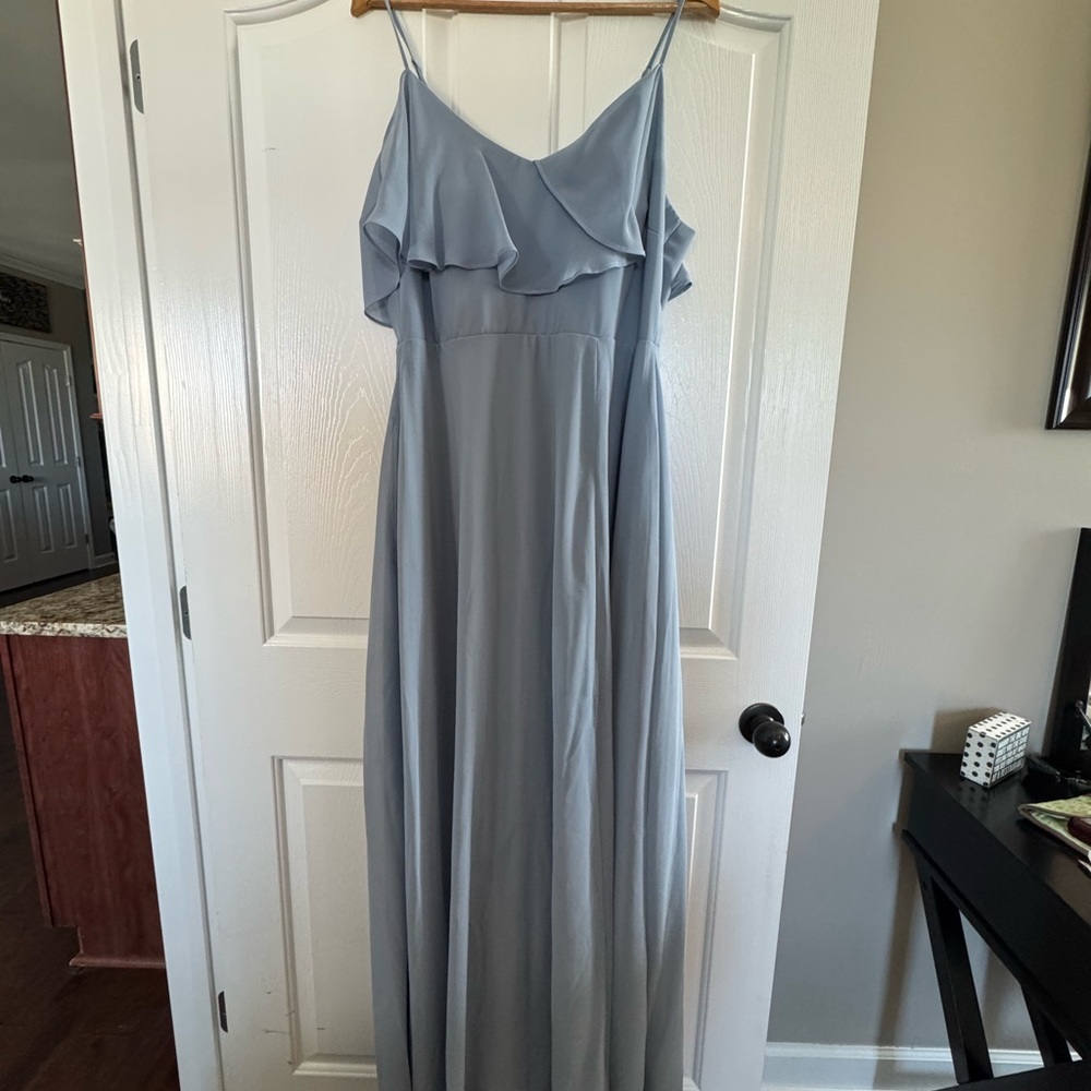 Birdy Grey Dusty Blue Ruffled Tiered Maxi Dress